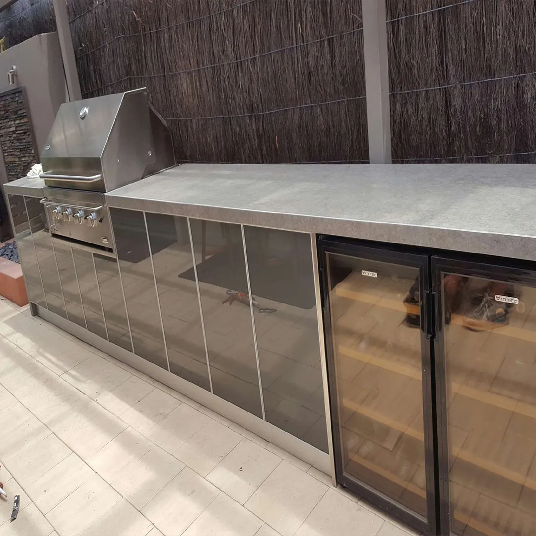 kitchen install, laminam benchtops, outdoor kitchen